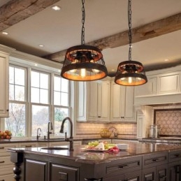 Lampadario in legno vintage a 3 luci, stile industriale, a sospensione lineare in legno, stile loft