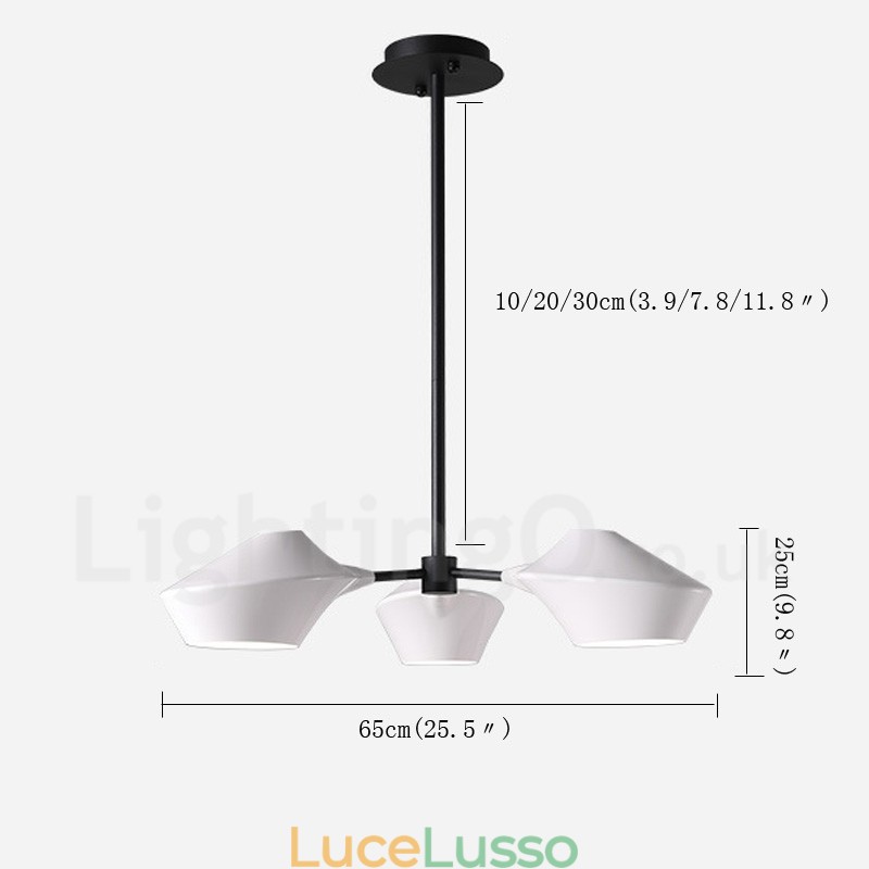 Lampadario retrò lineare a 3 luci con paralumi in acrilico per esterni Garage