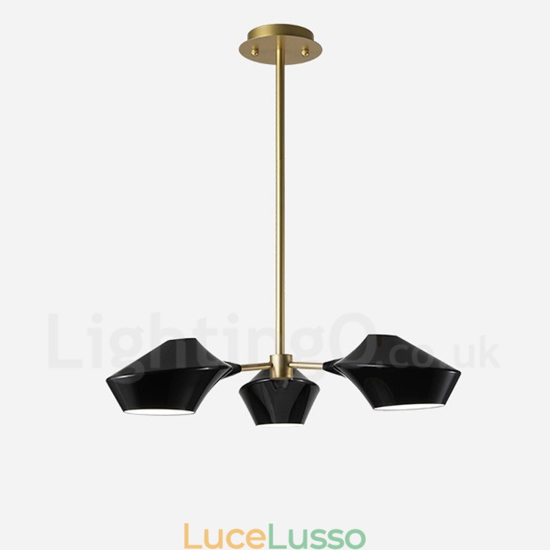 Lampadario retrò lineare a 3 luci con paralumi in acrilico per esterni Garage