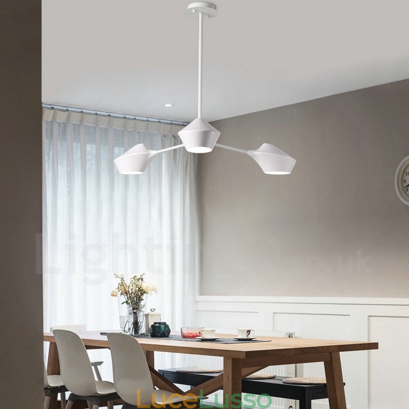 Lampadario retrò lineare a 3 luci con paralumi in acrilico per esterni Garage
