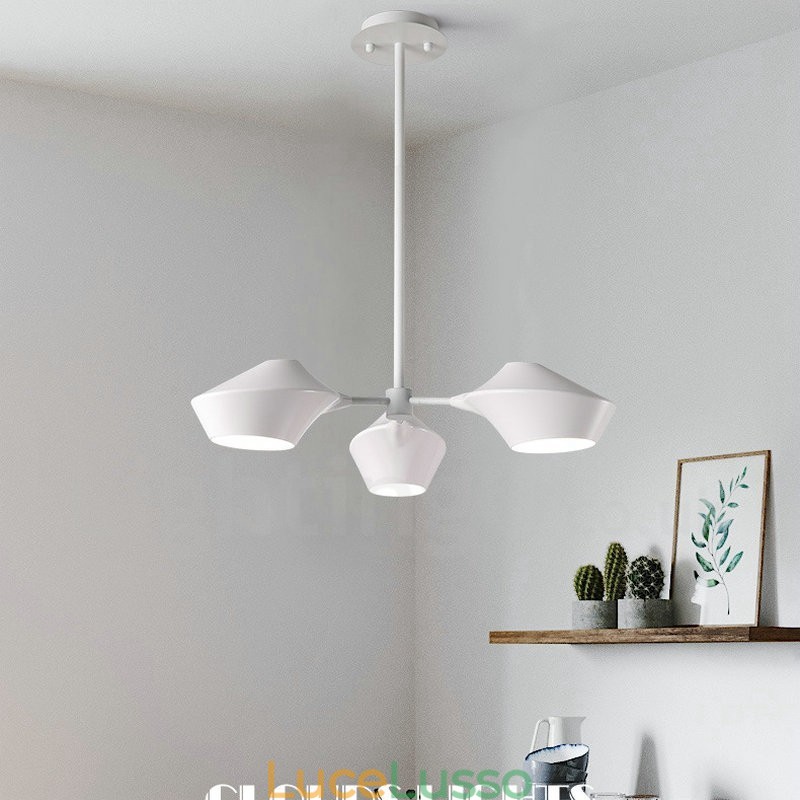 Lampadario retrò lineare a 3 luci con paralumi in acrilico per esterni Garage