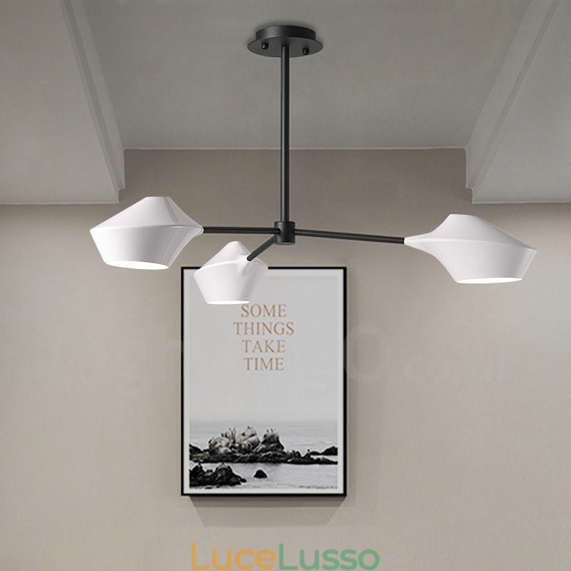 Lampadario retrò lineare a 3 luci con paralumi in acrilico per esterni Garage
