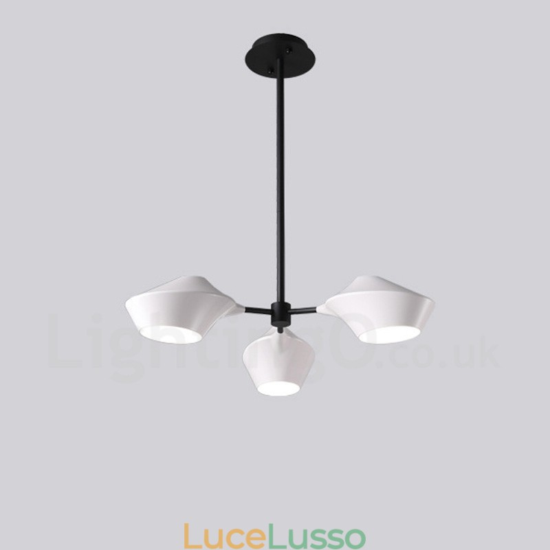 Lampadario retrò lineare a 3 luci con paralumi in acrilico per esterni Garage