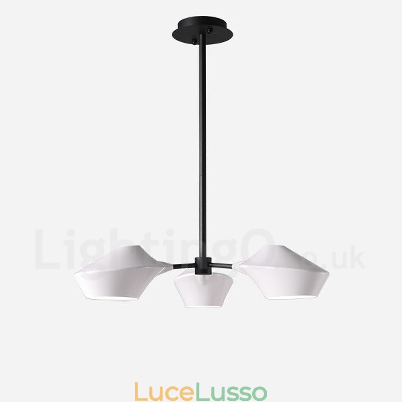 Lampadario retrò lineare a 3 luci con paralumi in acrilico per esterni Garage