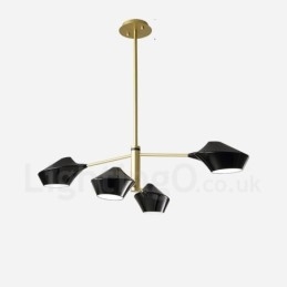 Lampadario retrò lineare a due livelli, 4 luci con paralumi in acrilico, per esterni, garage