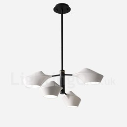 Lampadario retrò lineare a due livelli, 4 luci con paralumi in acrilico, per esterni, garage