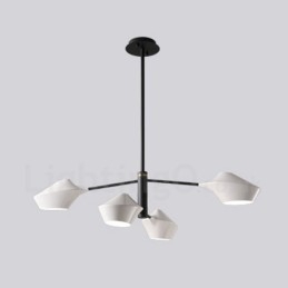 Lampadario retrò lineare a due livelli, 4 luci con paralumi in acrilico, per esterni, garage