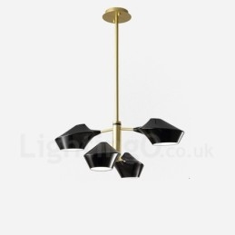 Lampadario retrò lineare a due livelli, 4 luci con paralumi in acrilico, per esterni, garage