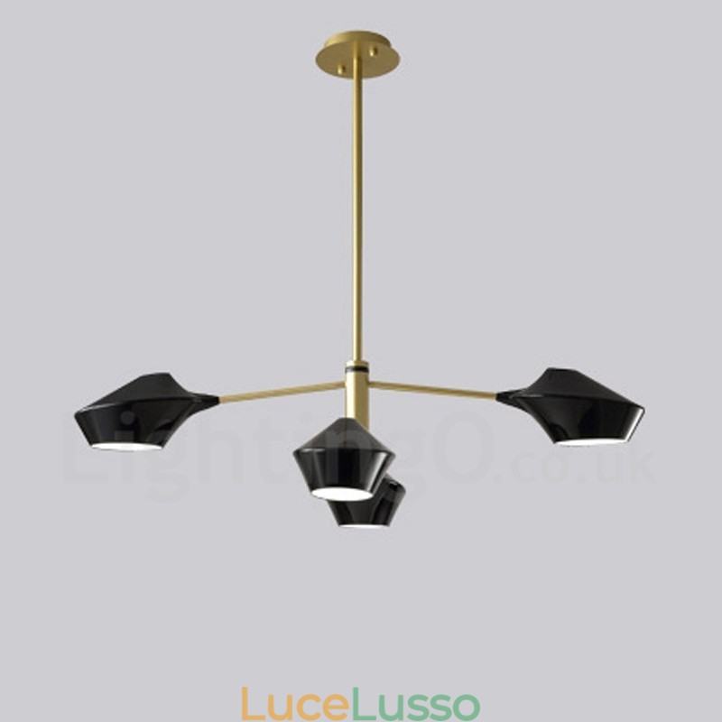 Lampadario retrò lineare a due livelli, 4 luci con paralumi in acrilico, per esterni, garage