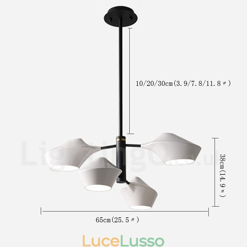 Lampadario retrò lineare a due livelli, 4 luci con paralumi in acrilico, per esterni, garage