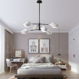 Lampadario retrò lineare multicolore a 2 livelli, 6 luci con paralumi in acrilico, per esterni, garage
