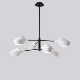 Lampadario retrò lineare multicolore a 2 livelli, 6 luci con paralumi in acrilico, per esterni, garage