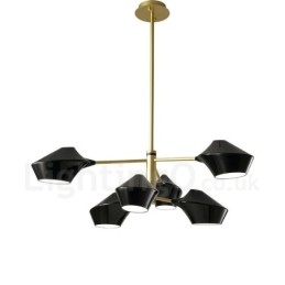 Lampadario retrò lineare multicolore a 2 livelli, 6 luci con paralumi in acrilico, per esterni, garage