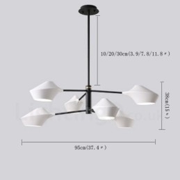 Lampadario retrò lineare multicolore a 2 livelli, 6 luci con paralumi in acrilico, per esterni, garage