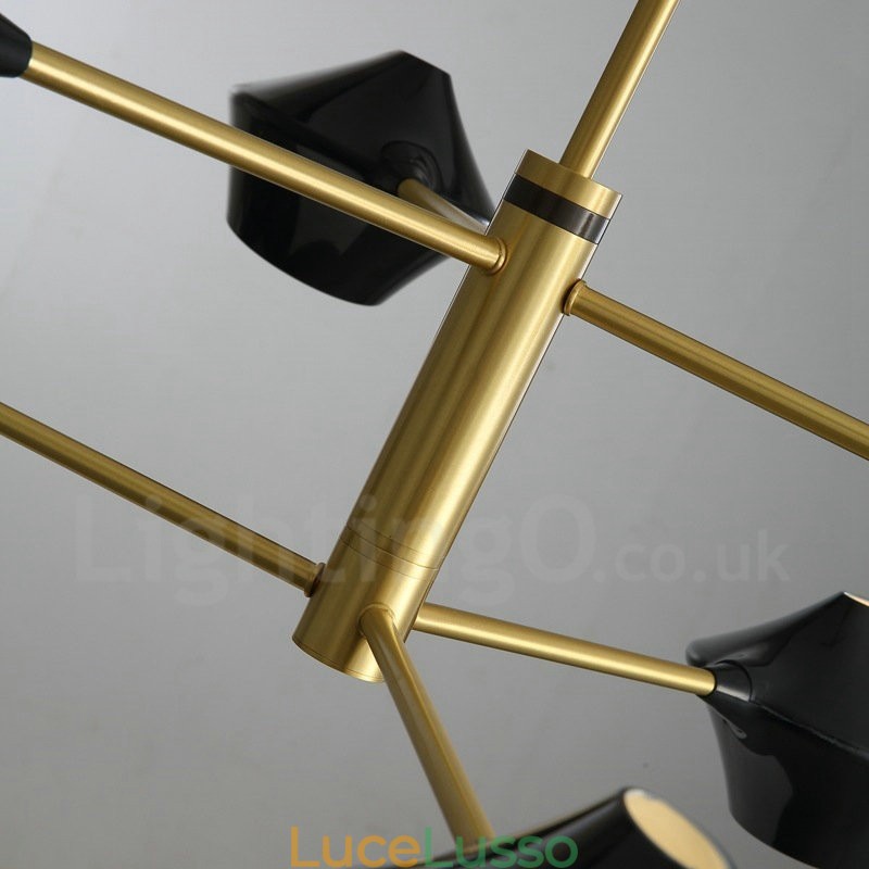 Lampadario retrò lineare multicolore a 2 livelli, 6 luci con paralumi in acrilico, per esterni, garage