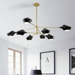 Lampadario retrò lineare multicolore a due livelli, 8 luci con paralumi in acrilico, per esterni, garage
