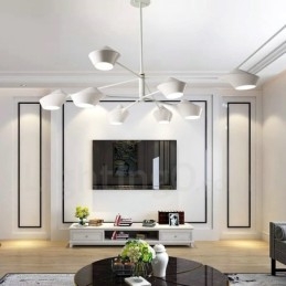 Lampadario retrò lineare multicolore a due livelli, 8 luci con paralumi in acrilico, per esterni, garage