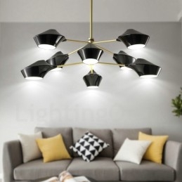 Lampadario retrò lineare multicolore a due livelli, 8 luci con paralumi in acrilico, per esterni, garage