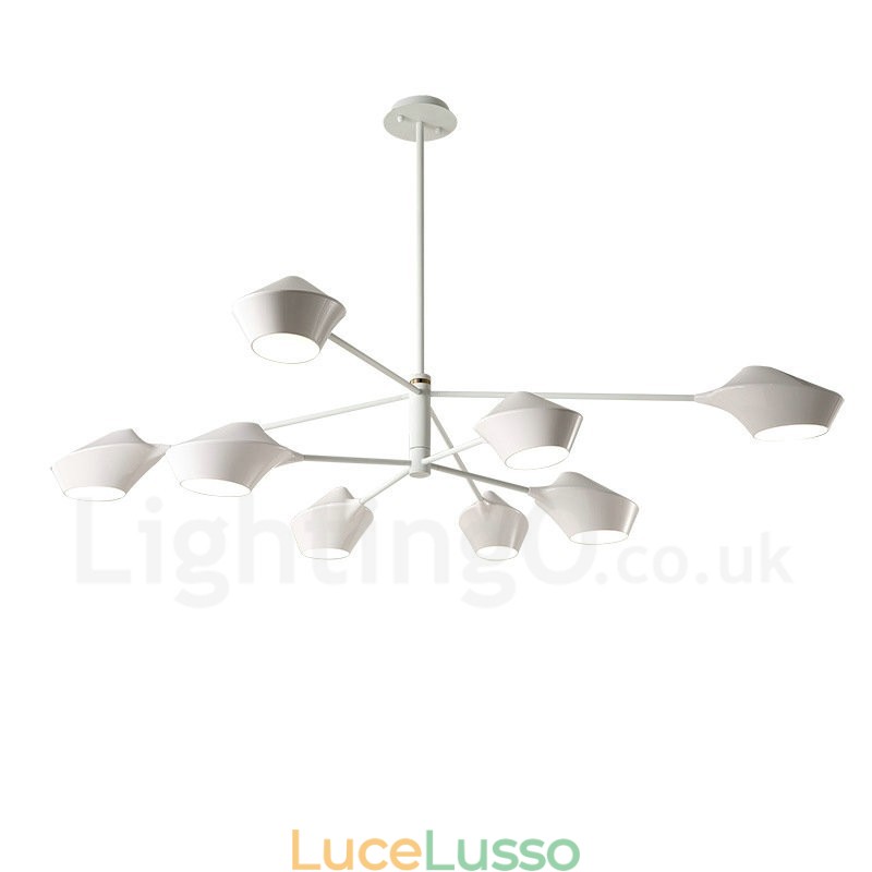 Lampadario retrò lineare multicolore a due livelli, 8 luci con paralumi in acrilico, per esterni, garage