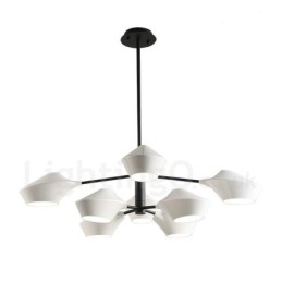 Lampadario retrò lineare multicolore a due livelli, 8 luci con paralumi in acrilico, per esterni, garage