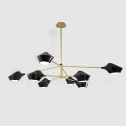 Lampadario retrò lineare multicolore a due livelli, 8 luci con paralumi in acrilico, per esterni, garage