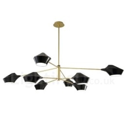 Lampadario retrò lineare multicolore a due livelli, 8 luci con paralumi in acrilico, per esterni, garage
