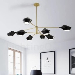 Lampadario retrò lineare multicolore a due livelli, 8 luci con paralumi in acrilico, per esterni, garage