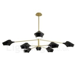 Lampadario retrò lineare multicolore a due livelli, 8 luci con paralumi in acrilico, per esterni, garage