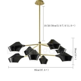 Lampadario retrò lineare multicolore a due livelli, 8 luci con paralumi in acrilico, per esterni, garage