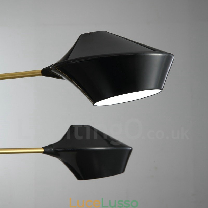 Lampadario retrò lineare multicolore a due livelli, 8 luci con paralumi in acrilico, per esterni, garage