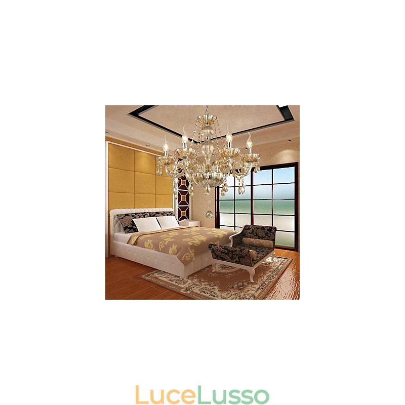 Lampadario in vetro elettroplaccato in cristallo classico tradizionale
