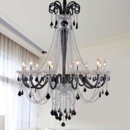 Lampadario a candela in cristallo nero