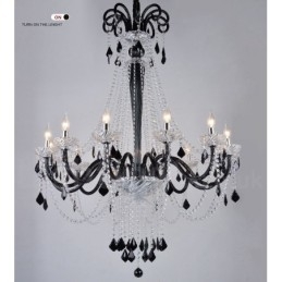 Lampadario a candela in cristallo nero