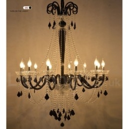 Lampadario a candela in cristallo nero