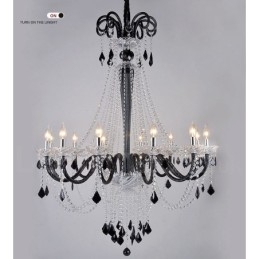 Lampadario a candela in cristallo nero