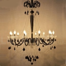 Lampadario a candela in cristallo nero
