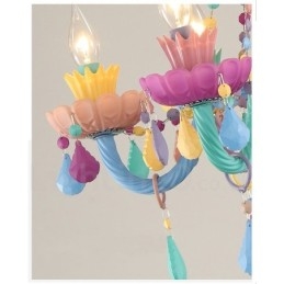 Lampadario Macaron a 6 luci con candela di cristallo multicolore in stile mini per bambini