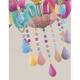 Lampadario Macaron a 6 luci con candela di cristallo multicolore in stile mini per bambini