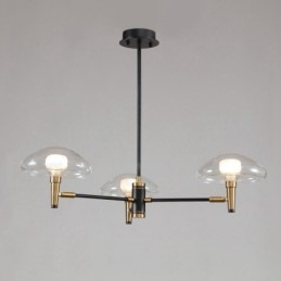 Lampadario a 3 luci in stile mini con finitura verniciata elettrolitica e paralumi in vetro