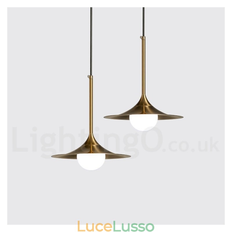1 luce stile industriale oro mini stile lampada a sospensione finitura elettrolitica verniciata con paralume in vetro