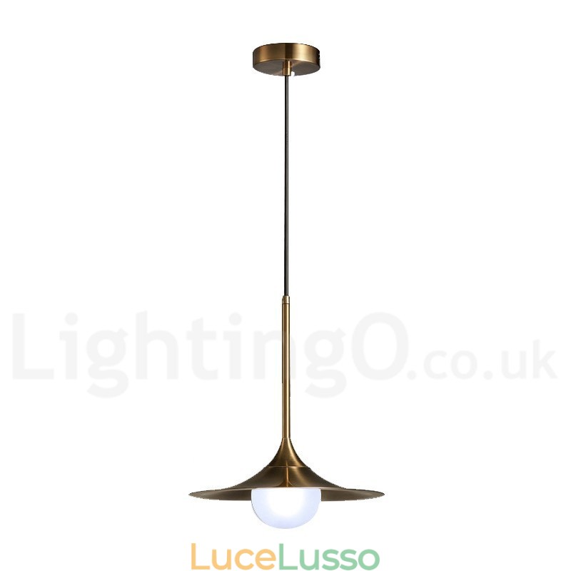 1 luce stile industriale oro mini stile lampada a sospensione finitura elettrolitica verniciata con paralume in vetro