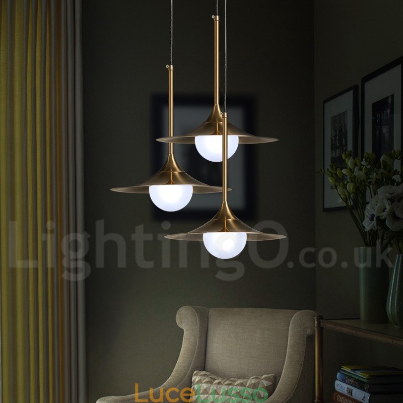 1 luce stile industriale oro mini stile lampada a sospensione finitura elettrolitica verniciata con paralume in vetro