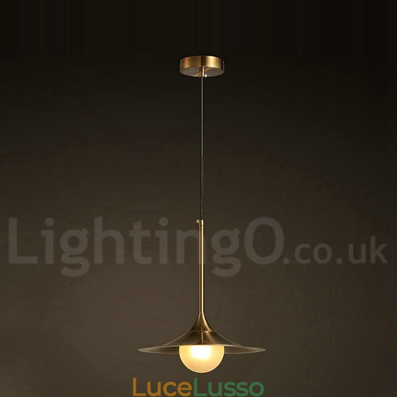 1 luce stile industriale oro mini stile lampada a sospensione finitura elettrolitica verniciata con paralume in vetro
