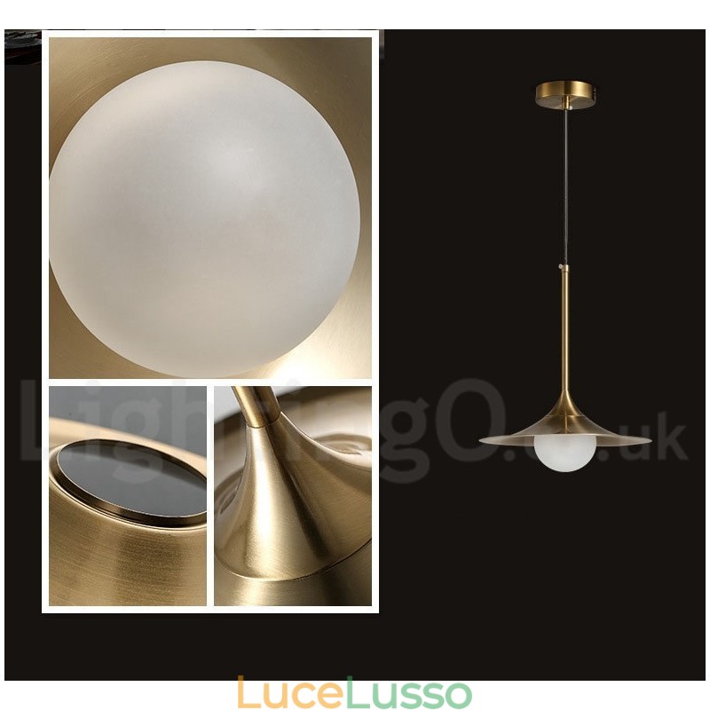 1 luce stile industriale oro mini stile lampada a sospensione finitura elettrolitica verniciata con paralume in vetro