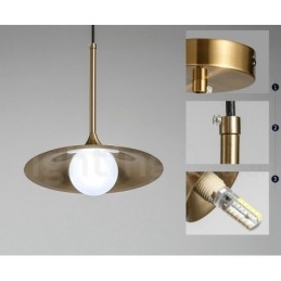 1 luce stile industriale oro mini stile lampada a sospensione finitura elettrolitica verniciata con paralume in vetro