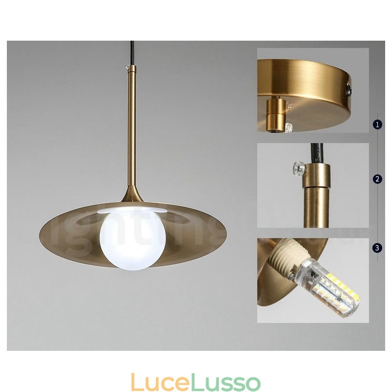 1 luce stile industriale oro mini stile lampada a sospensione finitura elettrolitica verniciata con paralume in vetro