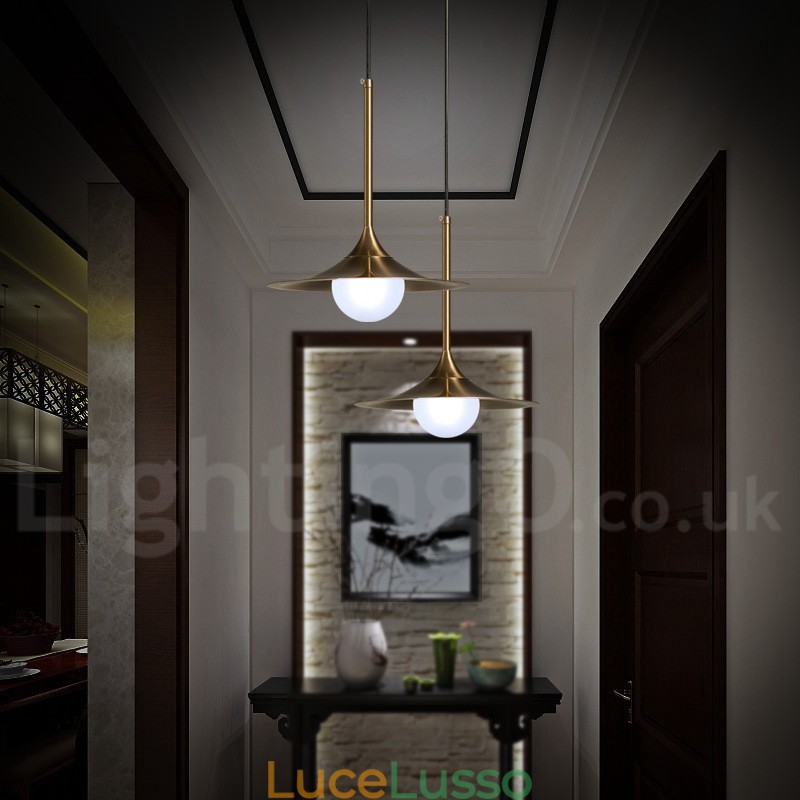 1 luce stile industriale oro mini stile lampada a sospensione finitura elettrolitica verniciata con paralume in vetro