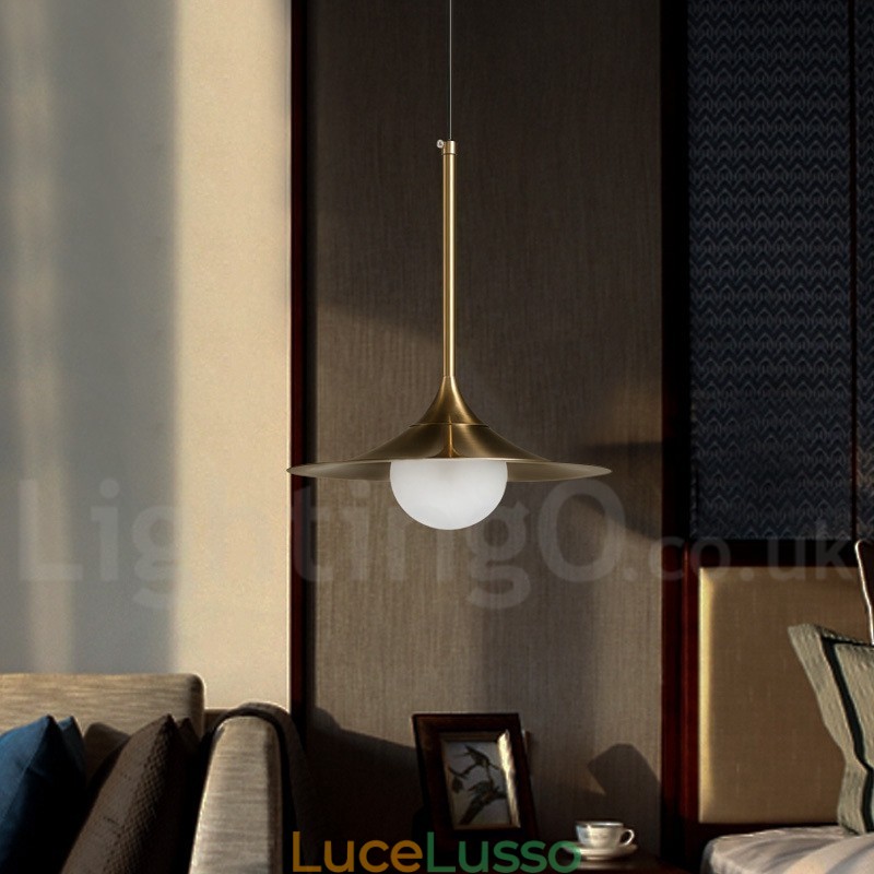 1 luce stile industriale oro mini stile lampada a sospensione finitura elettrolitica verniciata con paralume in vetro
