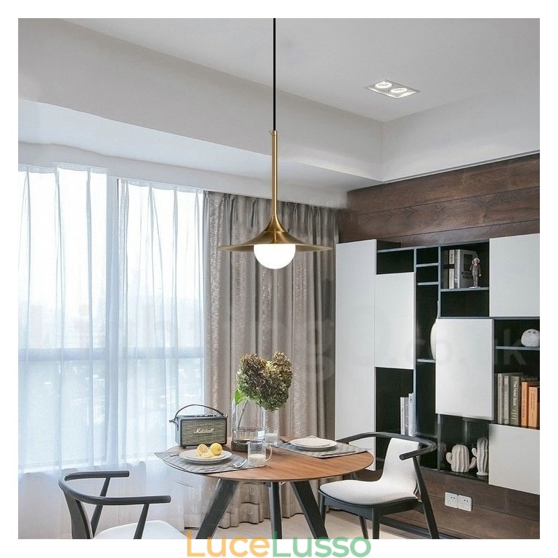 1 luce stile industriale oro mini stile lampada a sospensione finitura elettrolitica verniciata con paralume in vetro