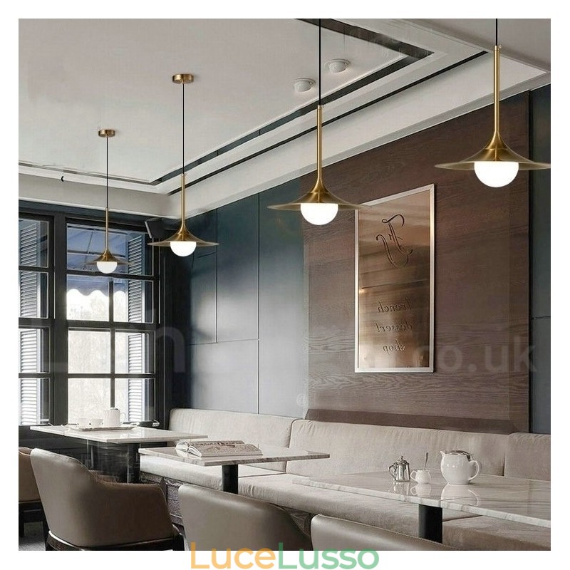 1 luce stile industriale oro mini stile lampada a sospensione finitura elettrolitica verniciata con paralume in vetro
